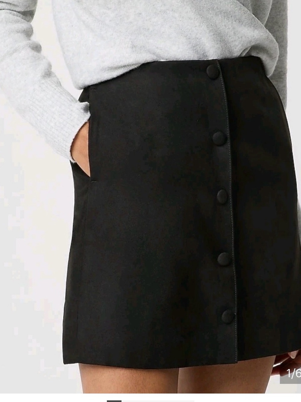 J. Crew Factory Black Button-Front Mini Skirt
